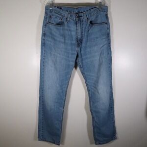 Levi's 505 Jeans Mens 34x32 Regular Fit 5-Pocket Cotton Denim Blue